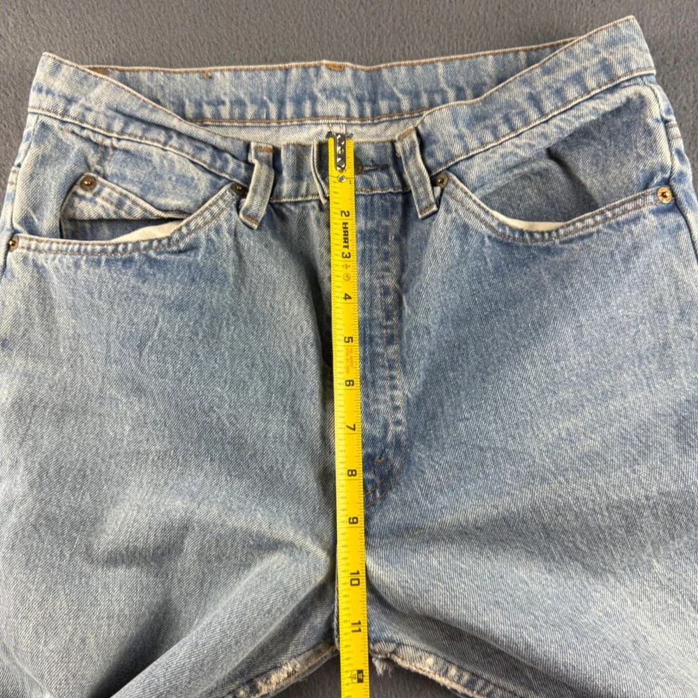 Vintage Levis Jeans Mens 32x25 Blue Orange Tab 70s 80s YKK Zipper Raw Hem Thrash